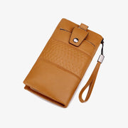 Plain Color Phone Bag Large Capacity Leather Wallet For Women