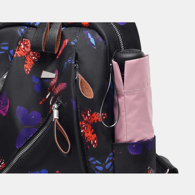 Women Waterproof Oxford Backpack Fashion Butterfly Print Light Travel Backpacks