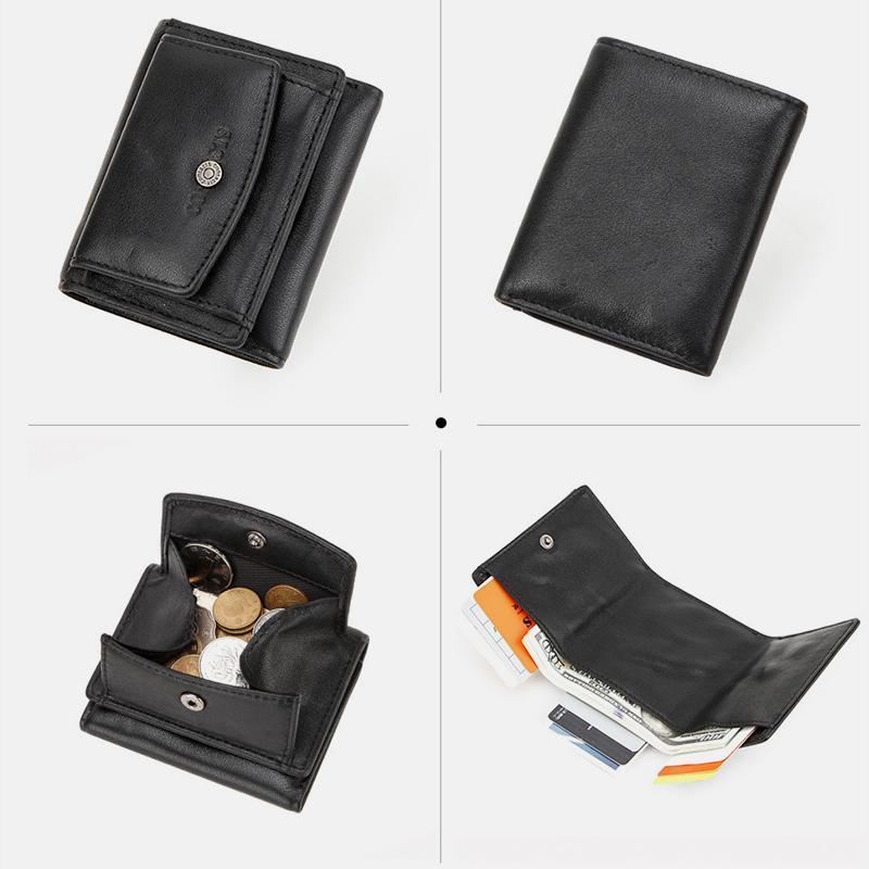 Genuine Leather RFID Anti-theft Small Wallet