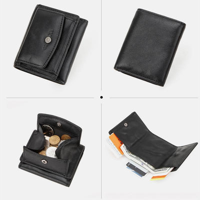 Genuine Leather RFID Anti-theft Small Wallet