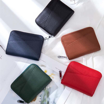 RFID Blocking Zip Around Wallet Small Card Holder Coin Purse Change Pouch