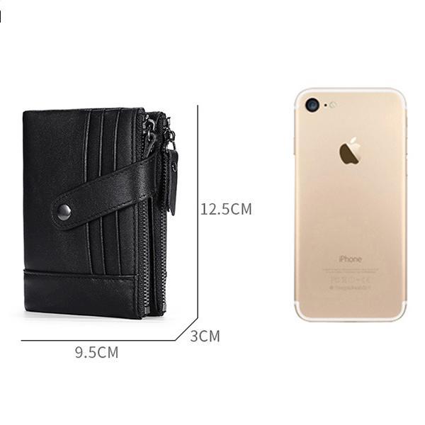 Casual Genuine Leather Double Zipper Wallet