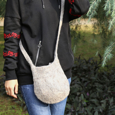 Handmade Bucket Bag For Women Wool Felt Crossbody Purse