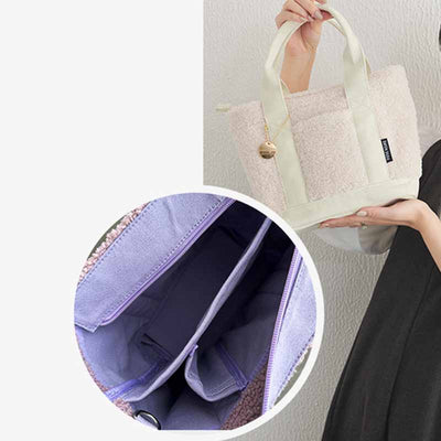 Teddy Fleece Tote Bag For Women Soft Crossbody Bag