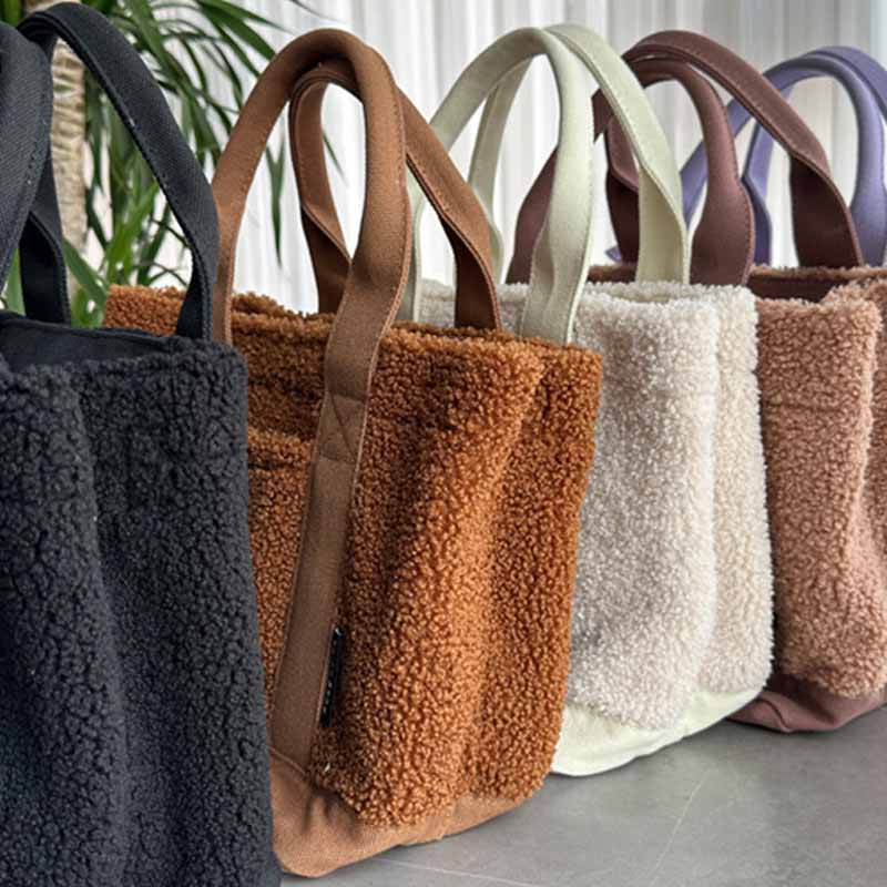 Teddy Fleece Tote Bag For Women Soft Crossbody Bag