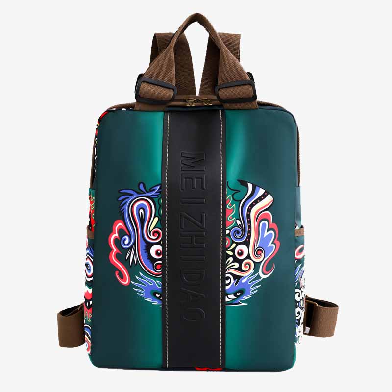 Stylish Printed Backpack Lightweight Durable Nylon Commuting Bag For Women