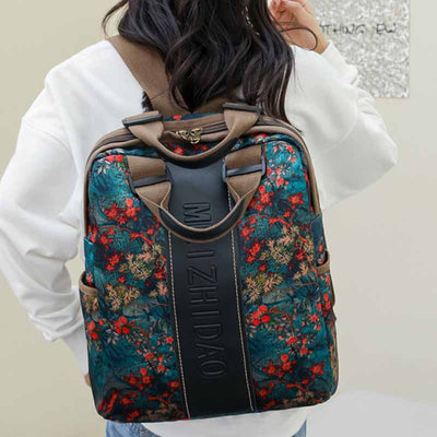 Stylish Printed Backpack Lightweight Durable Nylon Commuting Bag For Women