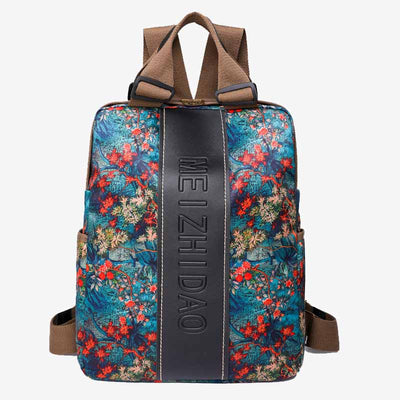 Stylish Printed Backpack Lightweight Durable Nylon Commuting Bag For Women