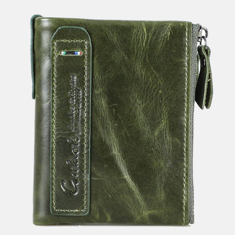 Multifunctional Genuine Leather Double Zipper Wallet