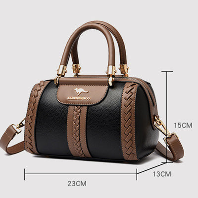 Elegant Top Handle Bag For Women Twist Stripe Leather Handbag