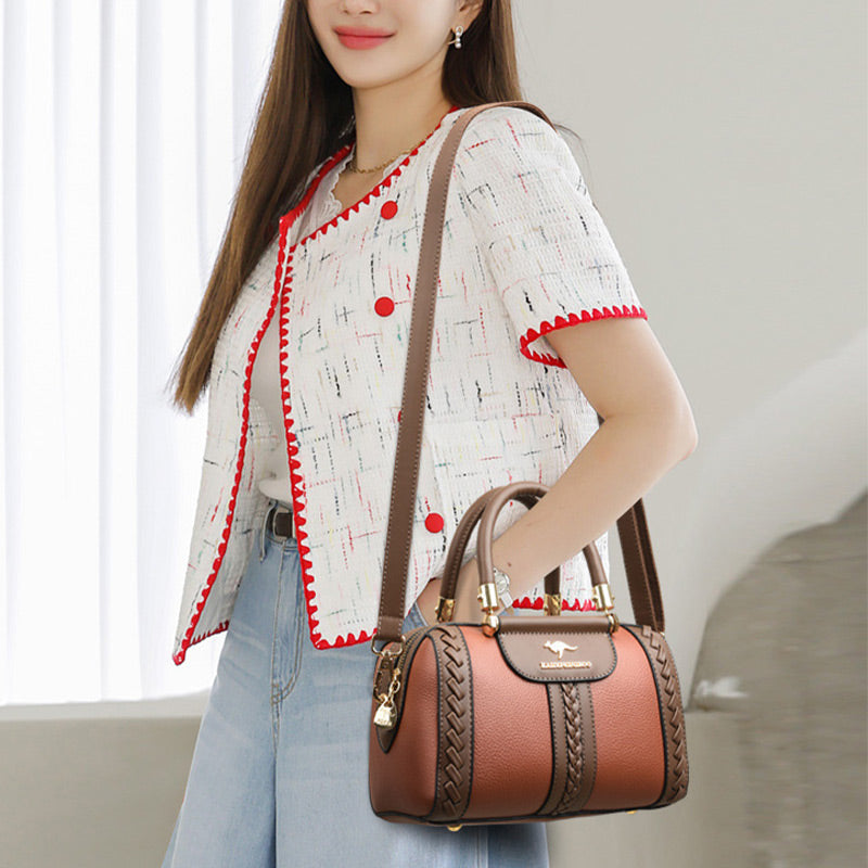 Limited Stock: Elegant Top Handle Bag For Women Twist Stripe Leather Handbag