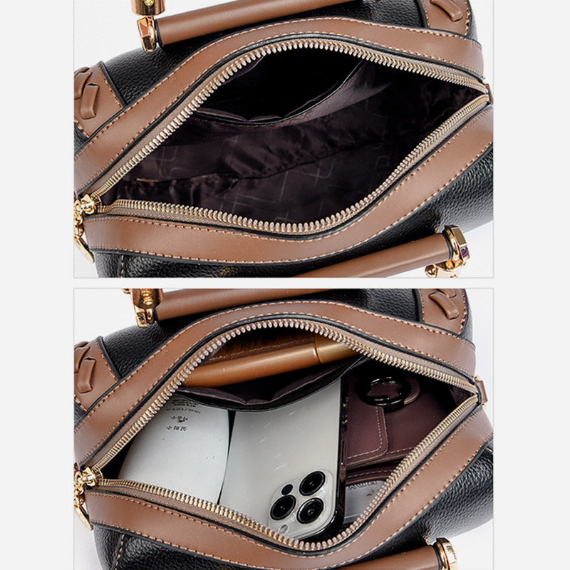 Limited Stock: Elegant Top Handle Bag For Women Twist Stripe Leather Handbag