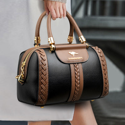 Elegant Top Handle Bag For Women Twist Stripe Leather Handbag