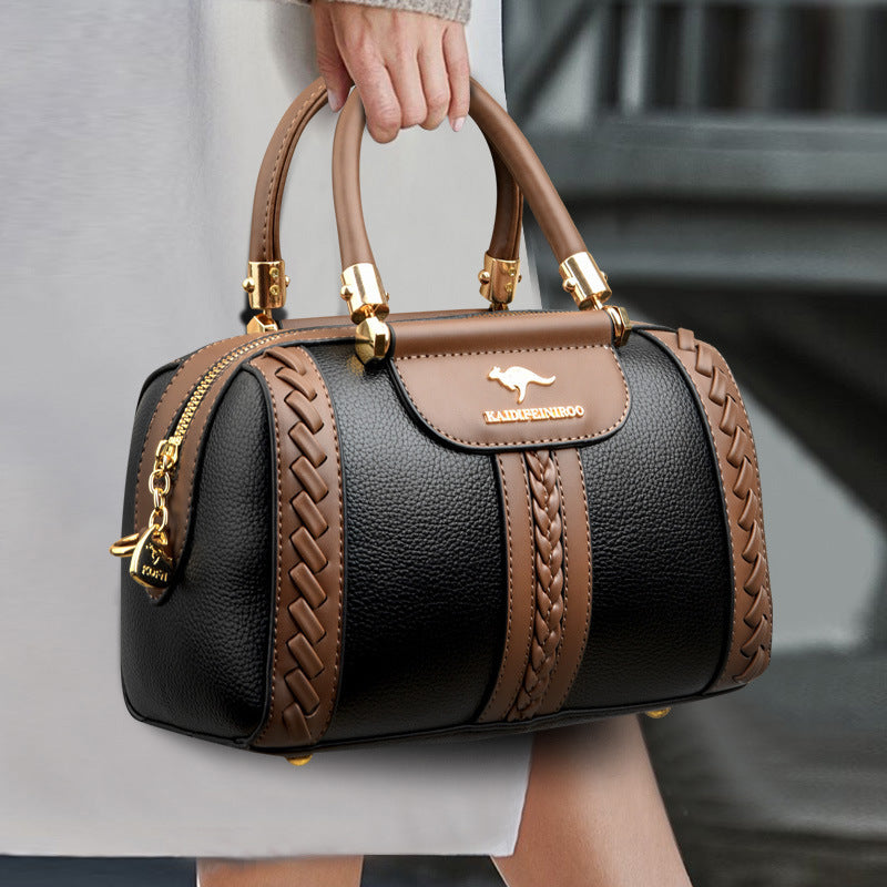 Limited Stock: Elegant Top Handle Bag For Women Twist Stripe Leather Handbag