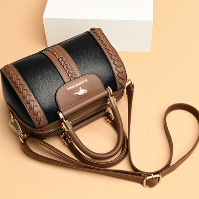 <Shipped within 24 hours> Women Twist Stripe Leather Handbag