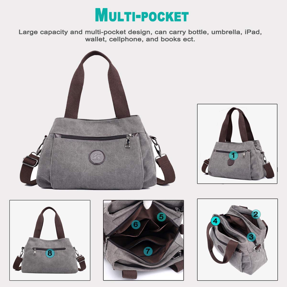 <Shipped within 24 hours> High Capacity Multi-Pocket Crossbody Handbag