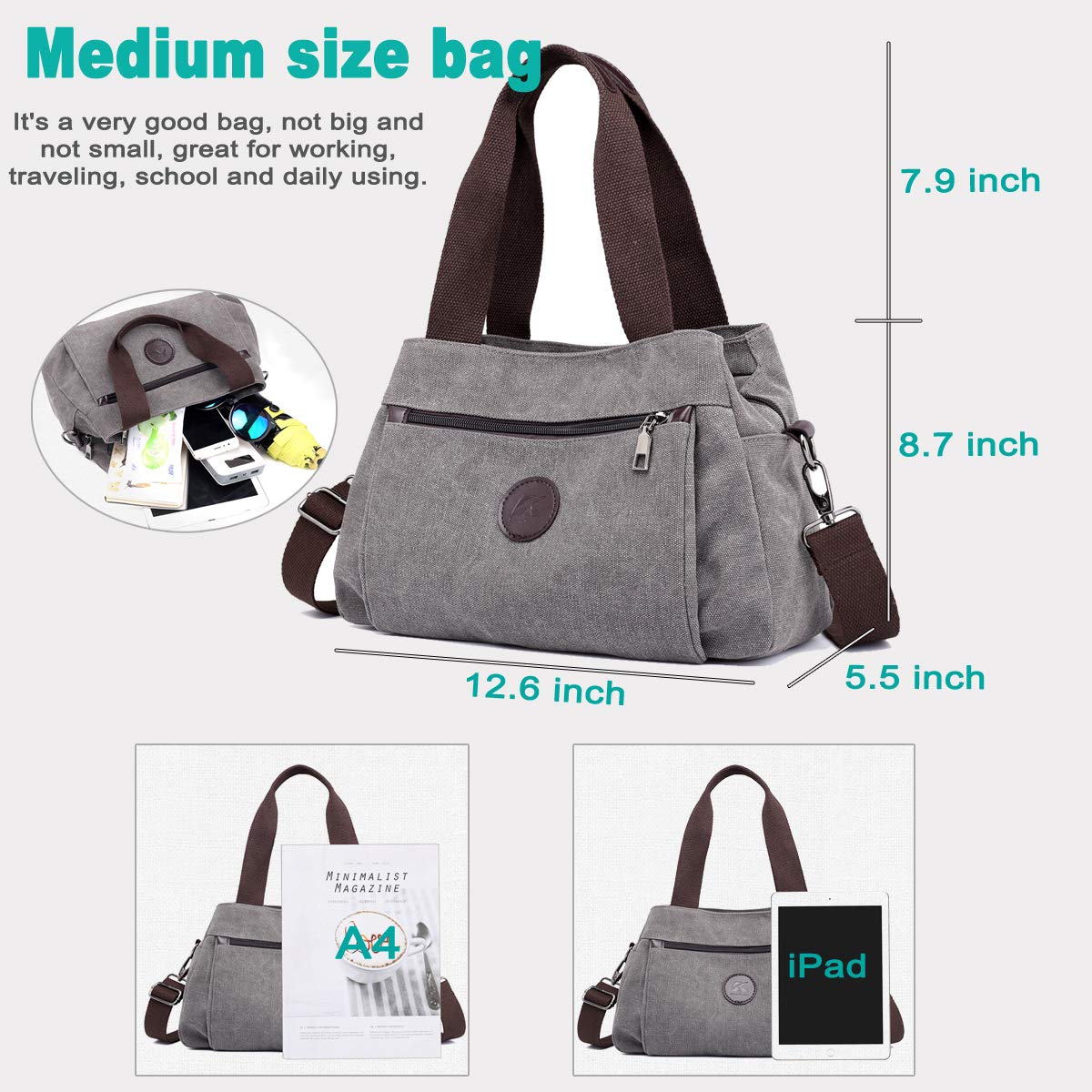 <Shipped within 24 hours> High Capacity Multi-Pocket Crossbody Handbag