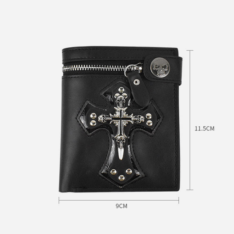 Skull Cross Wallet With Chain Rivet Money Clip For Men