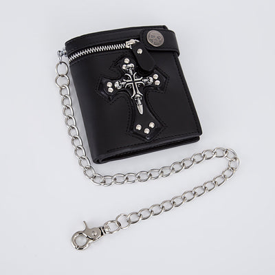 Skull Cross Wallet With Chain Rivet Money Clip For Men