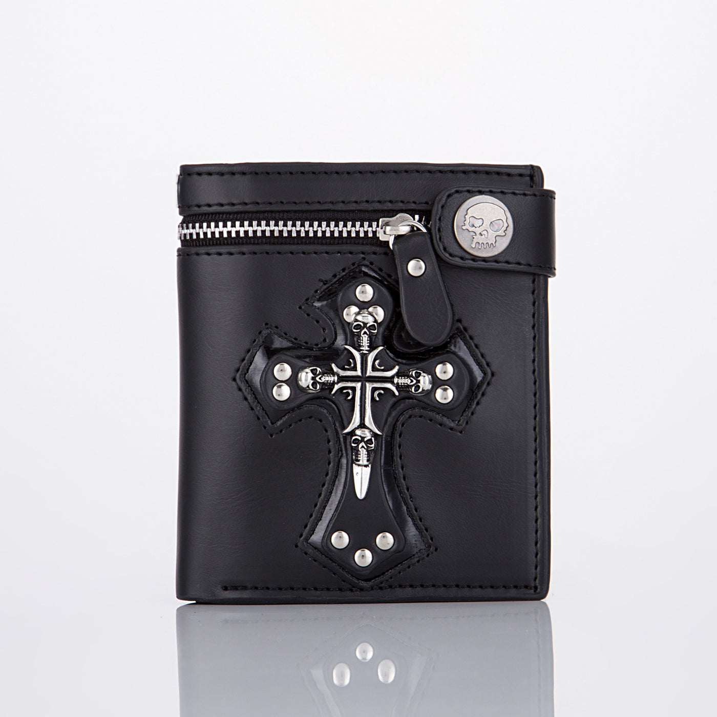 Skull Cross Wallet With Chain Rivet Money Clip For Men