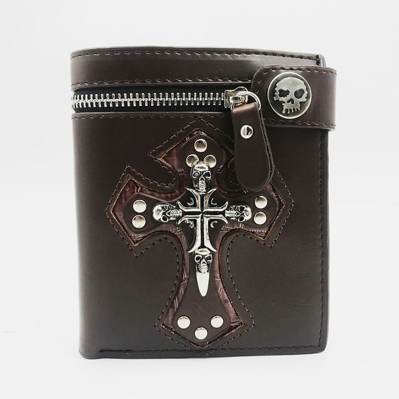 Skull Cross Wallet With Chain Rivet Money Clip For Men