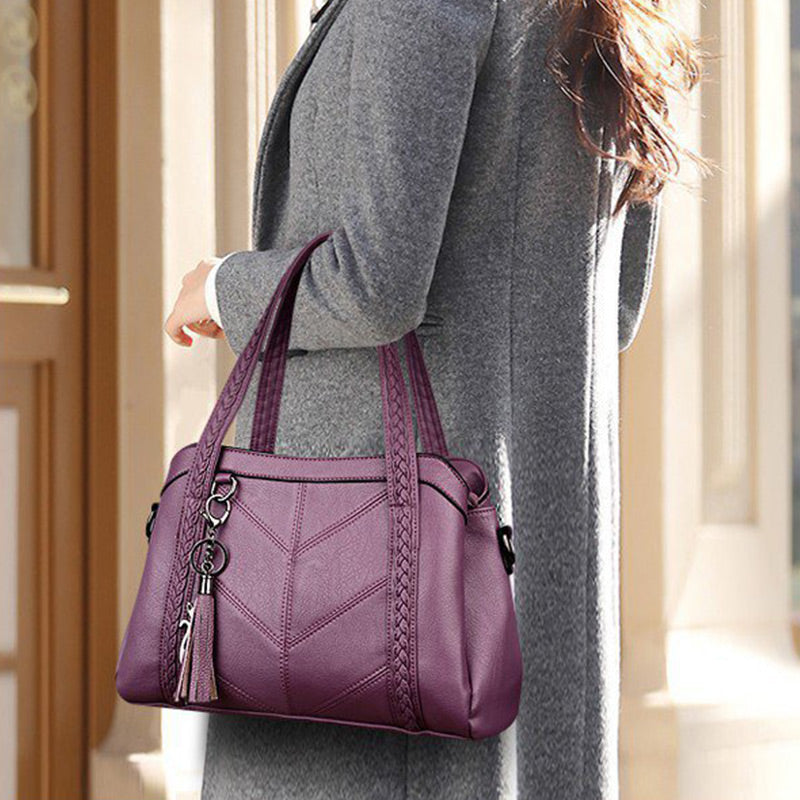 <Shipped within 24 hours> Top-Handle Bag Tassel Large Capacity Crossbody Bag