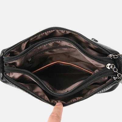 <Shipped within 24 hours> Triple Compartment Crossbody Bag Vegan Leather Bucket Bag