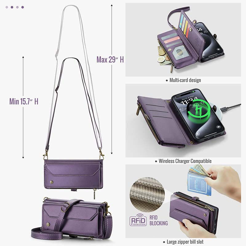 Cellphone Bag Wallet for iPhone RFID Blocking Crossbody Purses Clutch