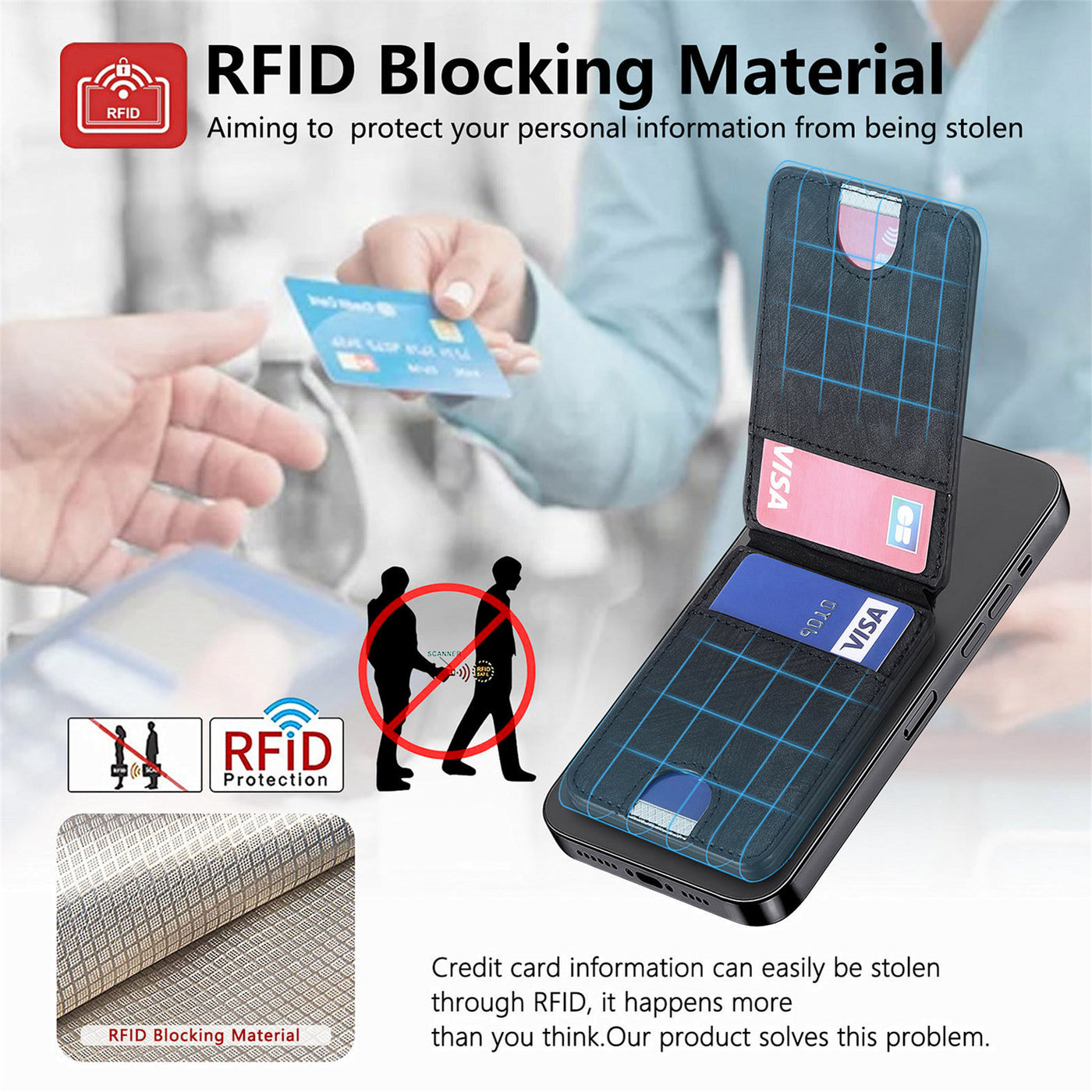 <Shipped within 24 hours> RFID Blocking Magnetic MagSafe Wallet Compatible with iPhone