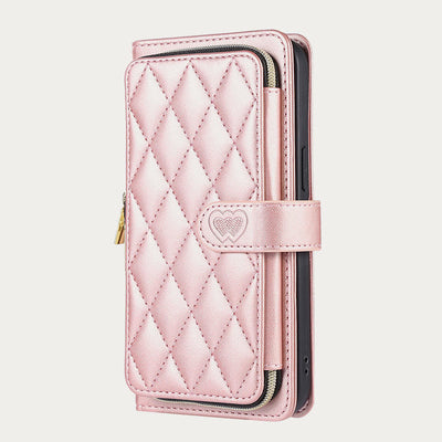 Zipper Wallet Phone Case Clutch for iPhone with Crossbody Strap Wrist Strap