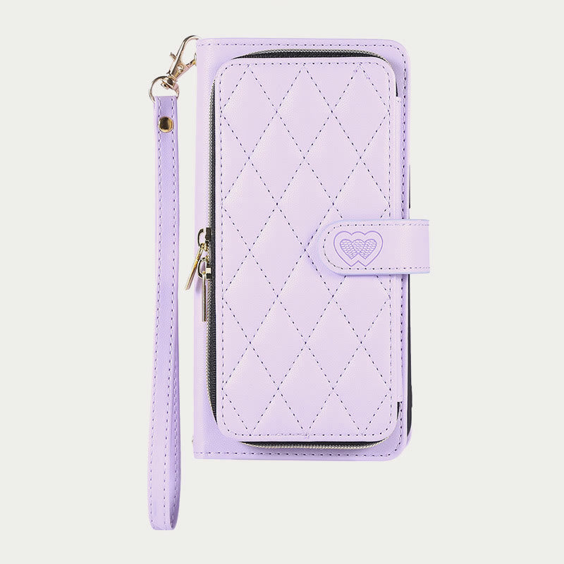 Zipper Wallet Phone Case Clutch for iPhone with Crossbody Strap Wrist Strap