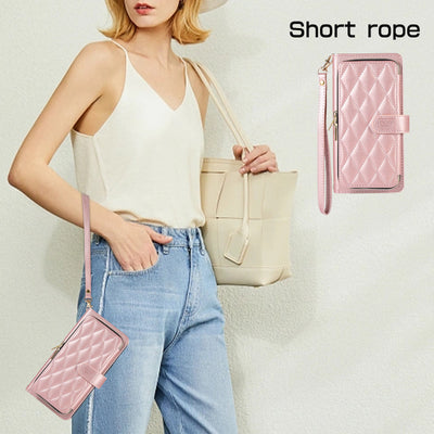 Zipper Wallet Phone Case Clutch for iPhone with Crossbody Strap Wrist Strap