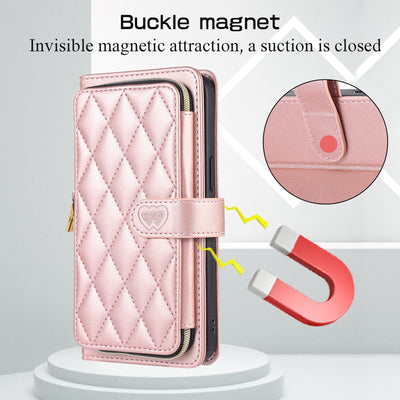 Zipper Wallet Phone Case Clutch for iPhone with Crossbody Strap Wrist Strap