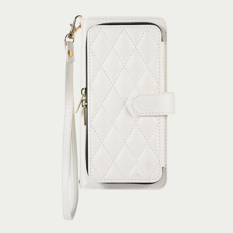 Zipper Wallet Phone Case Clutch for iPhone with Crossbody Strap Wrist Strap