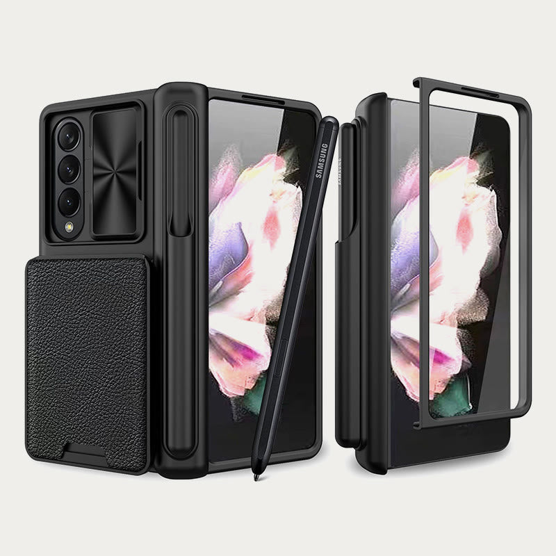 Phone Case Wallet for Galaxy Z Fold 4/5/6 with Removable Card Holder Pen Slot