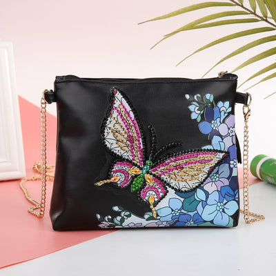 DIY Floral Skull Butterfly Diamond Art Painting Purse Tassel Crossbody Bag