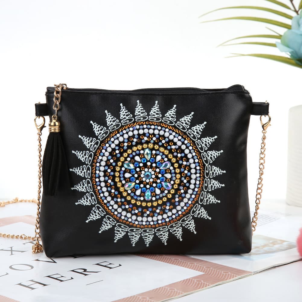 DIY Floral Skull Butterfly Diamond Art Painting Purse Tassel Crossbody Bag