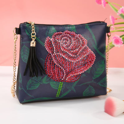 DIY Floral Skull Butterfly Diamond Art Painting Purse Tassel Crossbody Bag