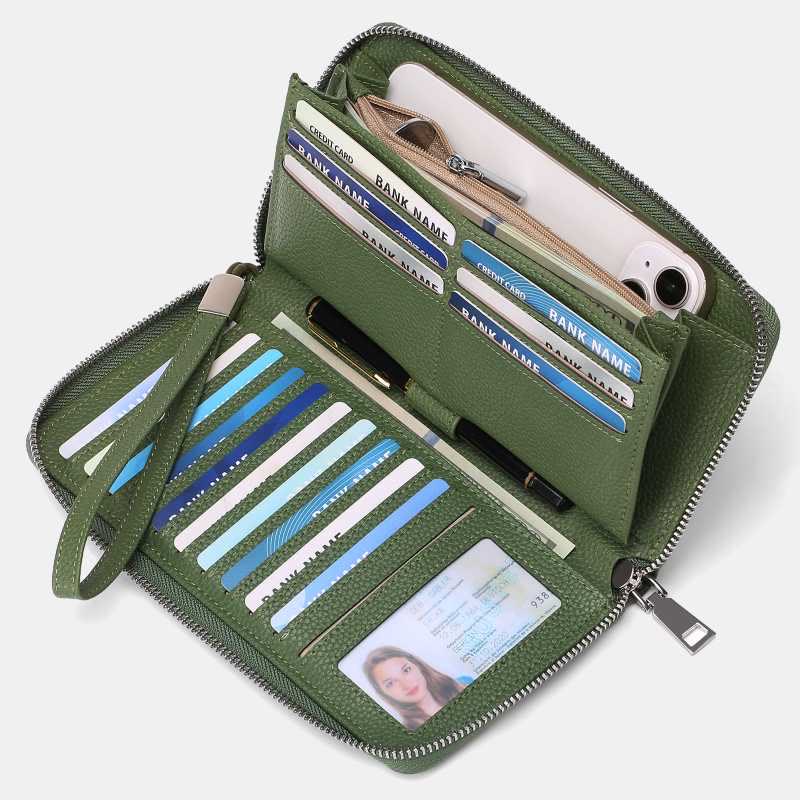 RFID Wallet for Women Large Capacity Card Slot Leather Purse