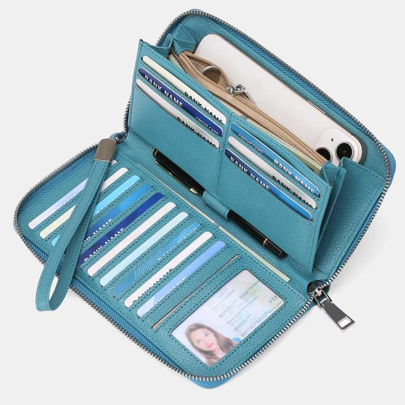 RFID Wallet for Women Large Capacity Card Slot Leather Purse