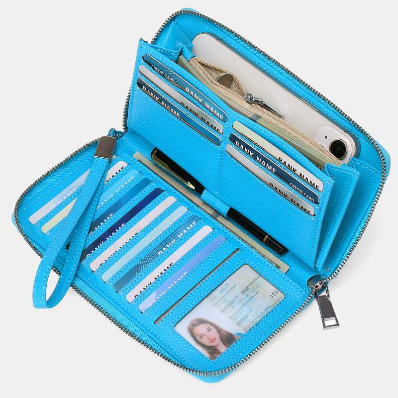 RFID Wallet for Women Large Capacity Card Slot Leather Purse