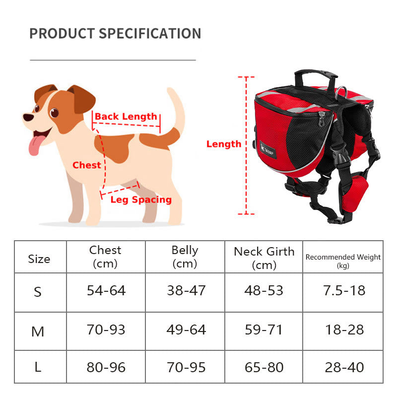 Outdoors Dog Backpack Y-Shaped Saddle Bag for Medium Large Dogs