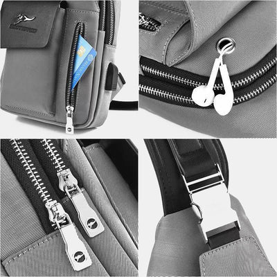 Double Layer Casual Sling Bag One-Shoulder Backpack for Men