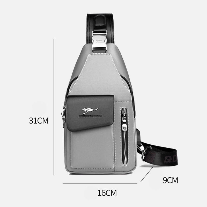 Double Layer Casual Sling Bag One-Shoulder Backpack for Men