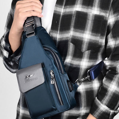 Double Layer Casual Sling Bag One-Shoulder Backpack for Men