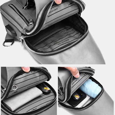 Double Layer Casual Sling Bag One-Shoulder Backpack for Men