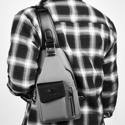 Double Layer Casual Sling Bag One-Shoulder Backpack for Men