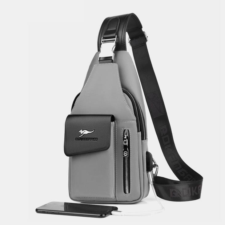 Double Layer Casual Sling Bag One-Shoulder Backpack for Men