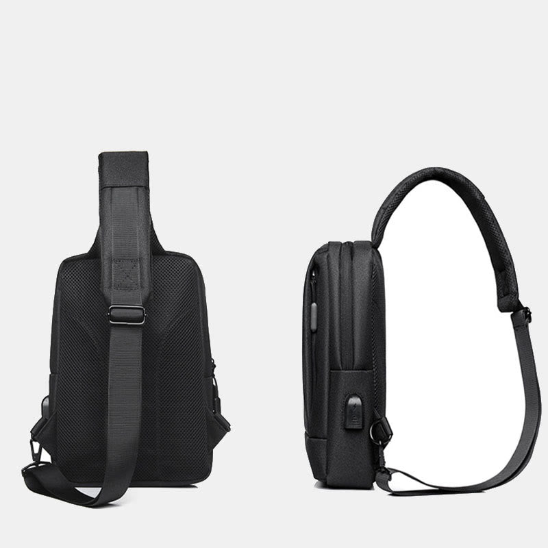 Travel Business One-Shoulder Backpack Sling Bag with USB Charging Port