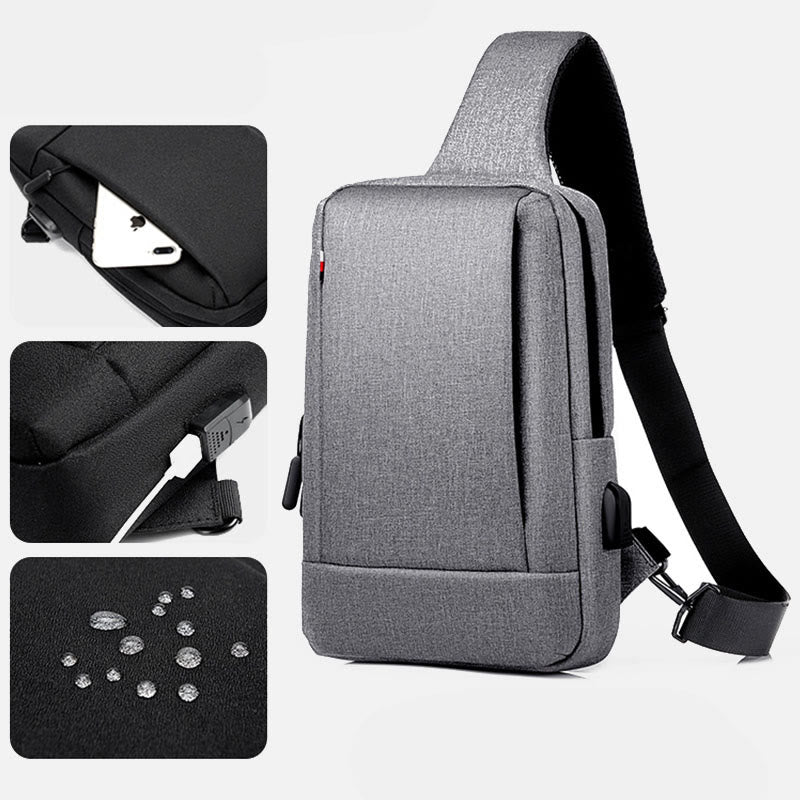 Travel Business One-Shoulder Backpack Sling Bag with USB Charging Port